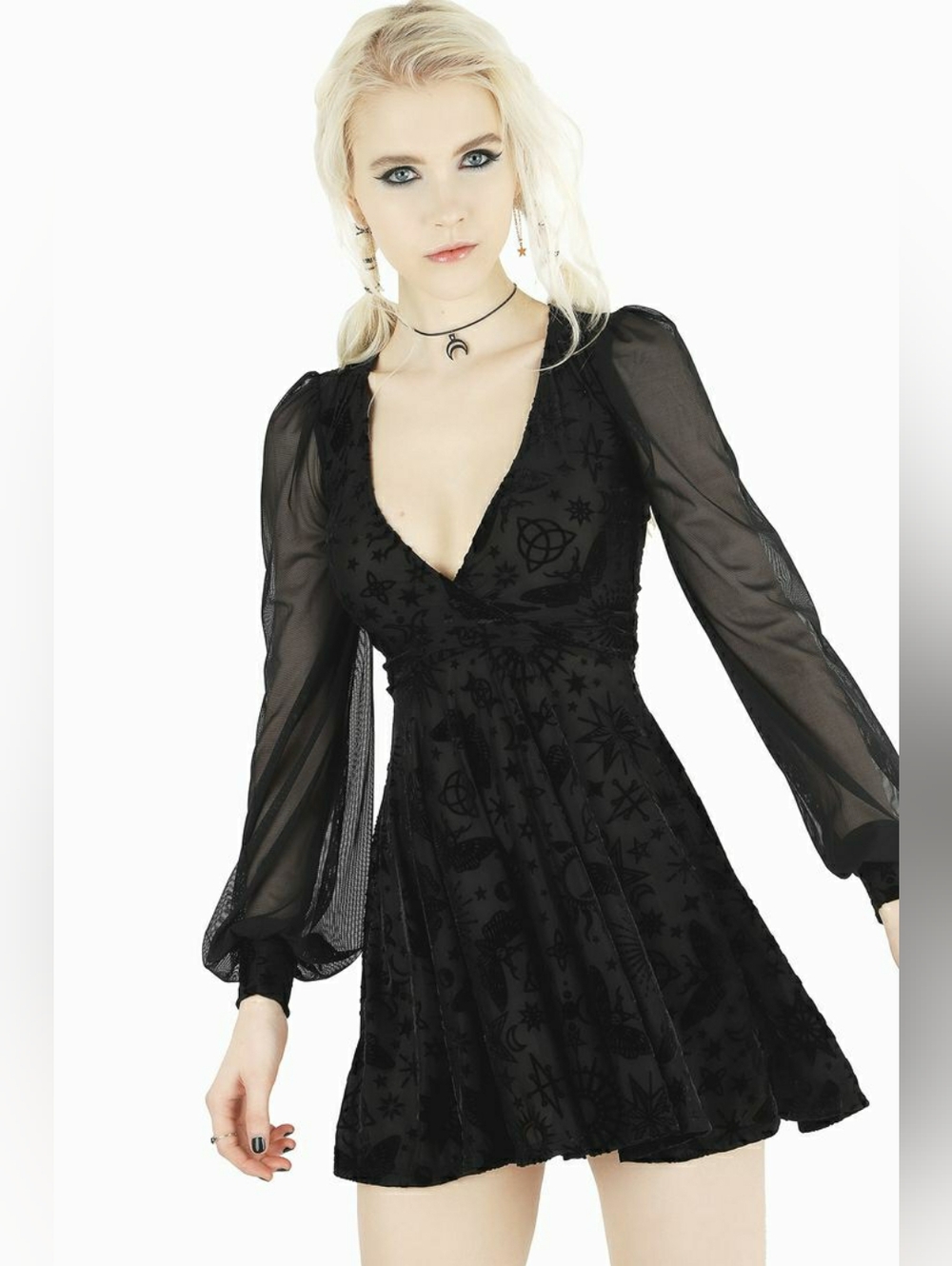 Blackmilk Burned Velvet Spell Sheer Romance Dress